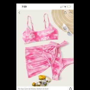 Tie dye cheeky swim suit with cover up